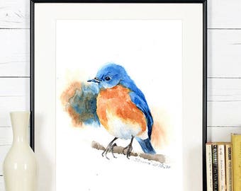 Original painting, blue bird, 5"x7"(13x19cm),home decor