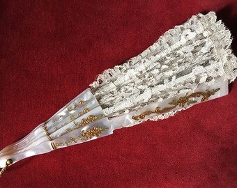 Antique French lace and celluloid fan