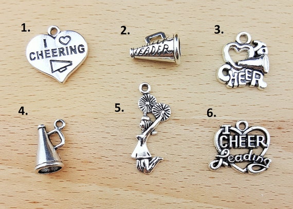Add a Charm to Any KainsBoutique Order - Cheerleader Charms Cheerleading Charm Megaphone Charm Love to Cheer Charm I Love Cheerleading