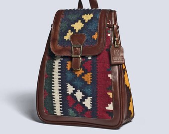Shamim Kilim Leather Backpack