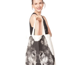 Cotton Canvas Wolf Tote Bag