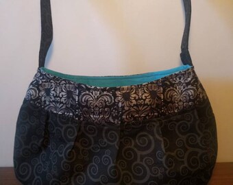 Large Buttercup Bag, Buttercup Bag, Handbag, Purse, Shoulder Bag, Tote, Pleated Purse, Black Purse, Women's Handbag, Handmade,