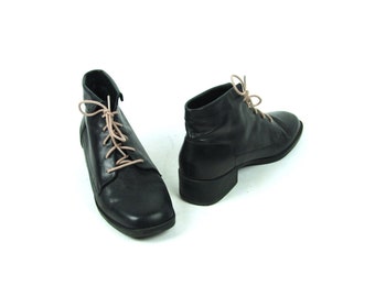 Black Leather Ankle Boots by Premier, Women's Size 9 C