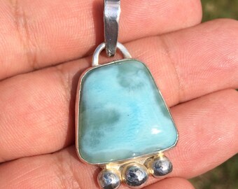 Larimar Pendant, Sterling Silver Larimar Pendant - Larimar necklace, Handmade Mothers Day Gift