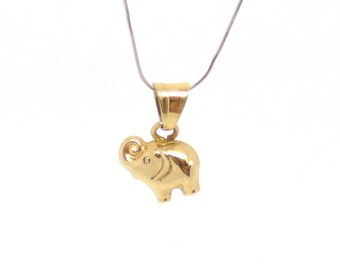 Gold elephant pendant ~ 14k elephant pendant ~ Elephant charm ~ Good luck charm ~ Solid gold jewelry ~ 3D elephant ~ Elephant jewelry