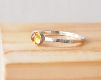 Citrine Ring in Sterling Silver - Citrine Yellow Ring - November Birthstone Jewelry - Stacking Birthstone Ring - Stacking Gemstone Ring.