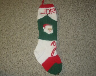 Vintage Personalized Hand Knit Christmas Stocking / Sock for Christmas 2018
