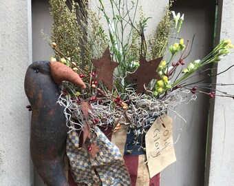Americana Wall Art , Primitive American Flag with Crow Wall Accent , Primitive Wall Decoration , Fall Wreath , Crow Decoration , Patriotic