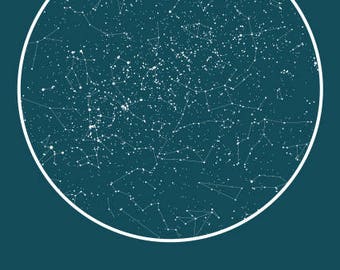 Personalized Star Map/Aquamarine -- PDF Format