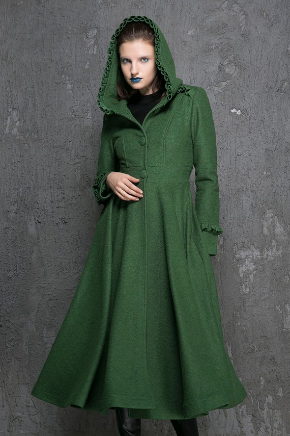 Womens Coats Winter Coat wool coat Emerald Green coat fit