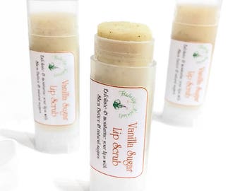 Natural lip scrub, Vanilla lip scrub lip balm duo, natural lip polish scrub, exfoliating lip scrub, gift for her