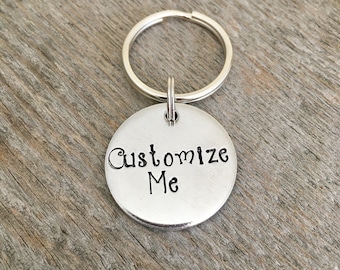 Customizable Keychain, Silver Custom Keychain, Lightweight Custom Keychain, Design Your Own Keychain, Circle Keychain, Gift under 15