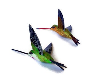 Hummingbird Home decoration birds Original Art Sculpture and figurines in Paper mache Colibri mobile Anniversary gift