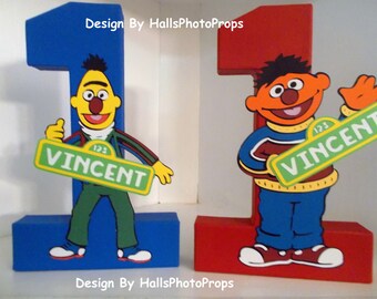 Elmo Birthday Cookie Monster centerpiece cake smash number Sesame street sign boy girl first baby shower nursery Bert Ernie Oscar decoration