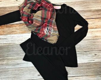 Monogram Blanket Scarf, Blanket Scarf, Plaid Blanket Scarf, Plaid Scarf, Tartan Scarf, Monogram Scarf, Personalized Blanket Scarf, Tartan