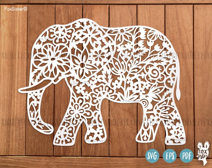 SVG / PDF Papercut Template Elephant Svg Animal Svg