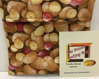 Microwave Potato Bag-POTATOES,Handmade, Cotton,Veggie Baker,Potato Baker,Bread warmer,Tator Baker, tortilla warmer, Ready to Ship