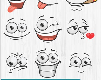 INSTANT DOWNLOAD_Cute faces, Silly Face svg, Faces svg, svg Files, Smiley faces, Silly Faces, Smile svg, Smiles dxf, Eyes svg, Ornament svg