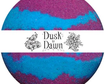 Dusk to Dawn Bath Bomb - Red and Blue Jasmine and Sweet Pea Relaxing Fizzy Aromatherapy - Large 8 Ounces - Silent Movie Themed