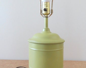 Vintage Green Metal Lamp - Accent Table Lamp