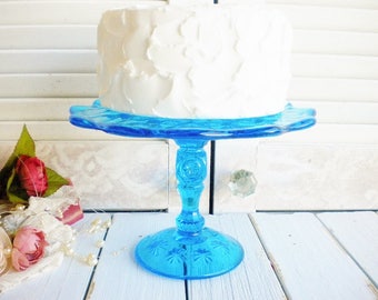 Vintage Blue Weisher Cake Stand, 8 Inch Moon And Stars Vintage Wedding Cake Stand Tidbit Stand Something Blue
