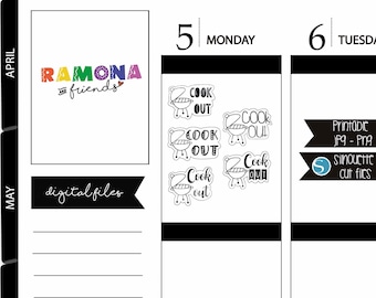Cook out stickers/happy stickers/Planner Stickers/Hand drawn/Ramona and friends/COD141