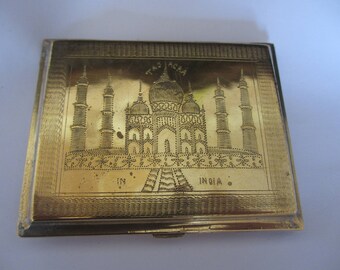 Vintage Taj Agra Design Cigarette Case WW2 Trench Art POW