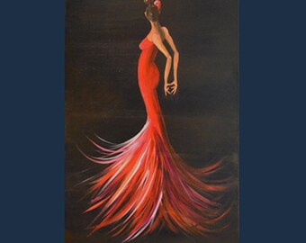 Original Acrylic "Flamenco Dancer" by Zhane, GingerPinkArt