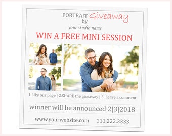 Photography Giveaway Template, Photography Marketing Template Photoshop, Mini Session Template, Social Media Template, Facebook Template