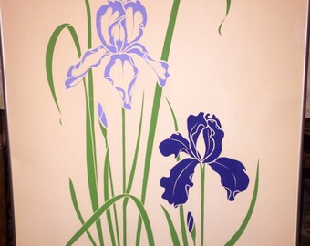 Vintage Bearded Iris Print signed P CHU