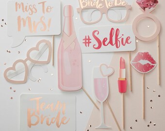 Bachelorette Party Photobooth Props for Bridal Shower | Physical, Bride to Be, Miss to Mrs, Team Bride, Bride to Be, Stagette, Hen Party