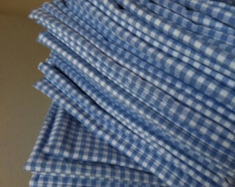 Periwinkle Blue / White Gingham Cloth Napkins - Set of 4- 12 inch, by CHOW with ME