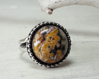 Custom Ocean Jasper Ring Sterling Silver Statement Ring