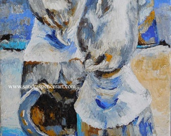 Original Horse Shoe Oil Painting 10"x10" farrier art painted by knife