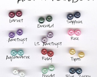 Add a pearl bead, pearl, bead, Garnet, Amethyst, Aquamarine, Crystal, Emerald, Lt Amethyst, Ruby, Peridot, Sapphire, Rose, Topaz, Blue Zirco