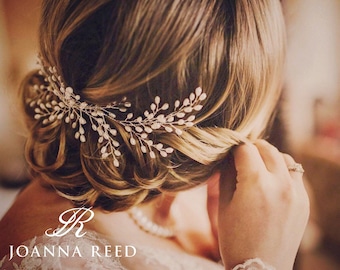 Bridal headpiece, bridal hair comb, bridal hair vine, bridal hair accessories, simple pearl comb, pearl hair piece, hair up, updo, bride