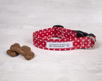 Red dog collar - Dog collar - Girl dog collar - Boy dog collar - Puppy collar - Spotty dog collar - Polka dot dog collar - Puppy gift