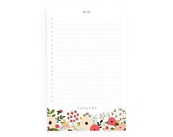 Floral To Do Notepad | Daily Planner Notepad with To Do List: Blooming Wreath To Do List Notepad