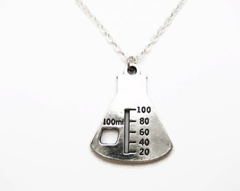 Chemistry Necklace Science Necklace Beaker Necklace Flask Necklace Chemistry Jewelry Science Jewelry Science Gifts Chemistry Gift