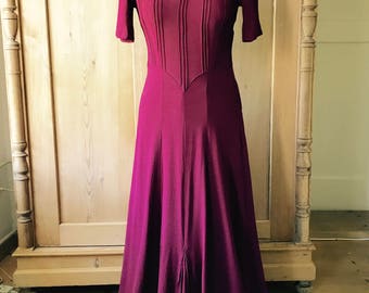 Gorgeous 1940s burgundy dress, rayon crepe, medium,