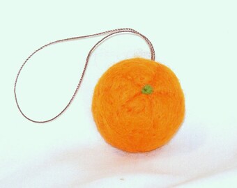 Miniature Fruit Ornament - Needle Felted Orange - Felt Christmas - Mini Ornament - Needlefelt Ornament - Christmas Ornament - Holiday Gift