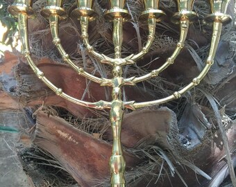 Messianic Brass Copper Menorah Menora 12" 30cm Israel Candle Holder From Israel