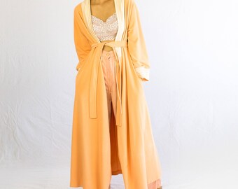70s Peach House Coat // smoking jacket, vintage coat, robe, house jacket, vintage jacket, terry cloth