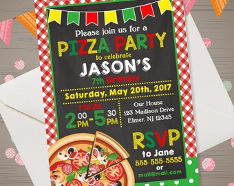 Pizza Party Invite Etsy