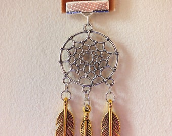 Dream Catcher Feather Charm Brown Bookmark
