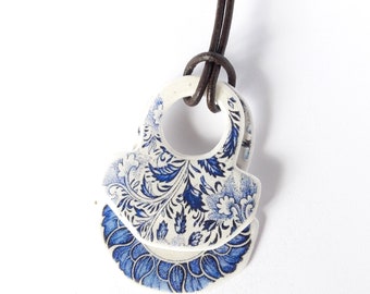 Double Pendant Necklace white blue