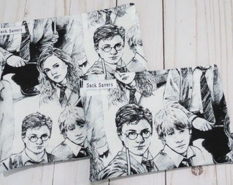 Reusable Sandwich and Snack Bag Set Harry Potter Eco Friendly Sandwich and Snack Bag Reusable Baggie Bag Set