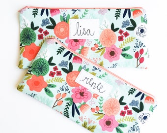 Floral Her, Personalized Gift for Women, Zipper Pouch, Personalized Bag, Gift for Friend, Sister Gift, Mom Gift, Girls Gift, BFF Gift