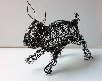 Unique Wire Sculpture - BABY BUNNY - Rabbit Sculpture