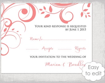 rsvp template diy lavender silver gray scroll
